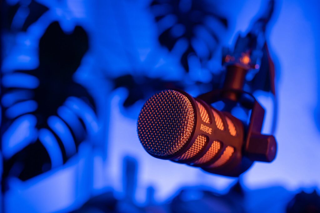 close up of a podcast microphone