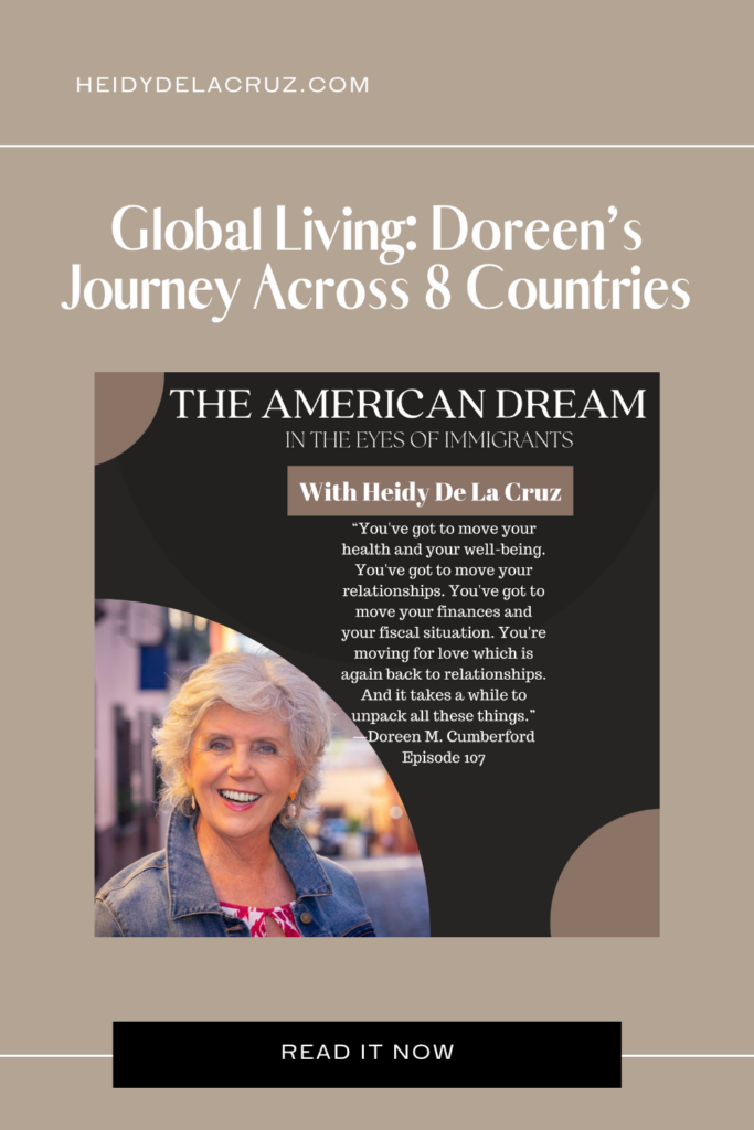 graphic that says - Global Living: Doreen's Journey Across 8 Countries